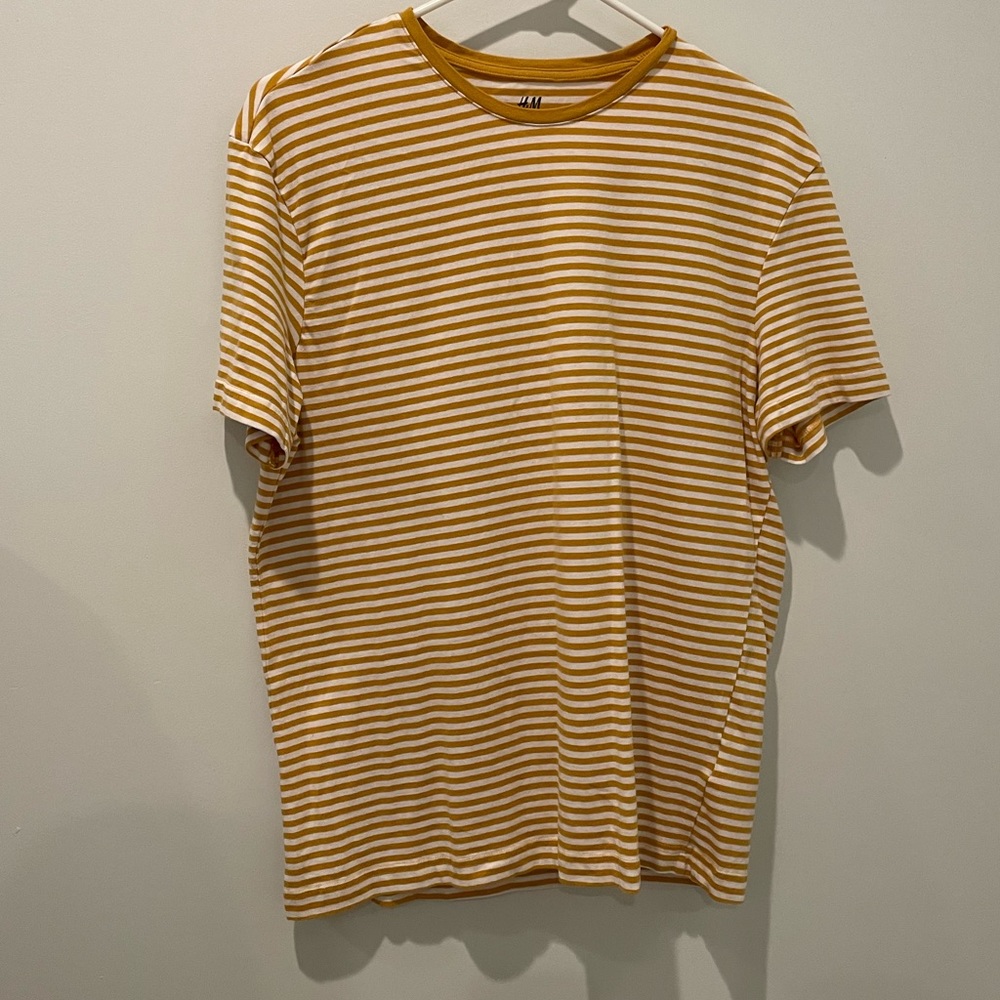 Men’s Yellow and White Striped Shirt